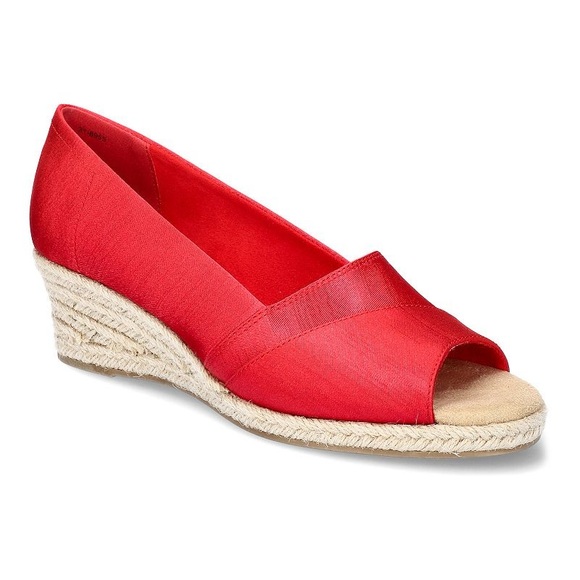 Easy Street Vibrant Red Wedge Sandals - Picture 1 of 7